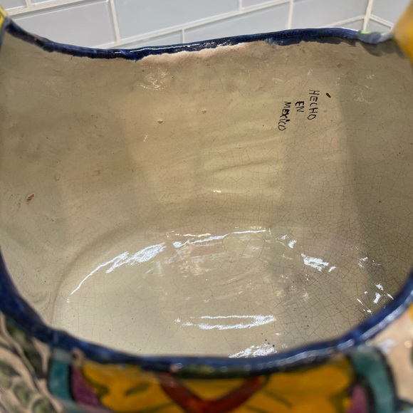 Vintage Hand-painted Mexican Talavera Ceramic Chicken Planter - Picture 5 of 11